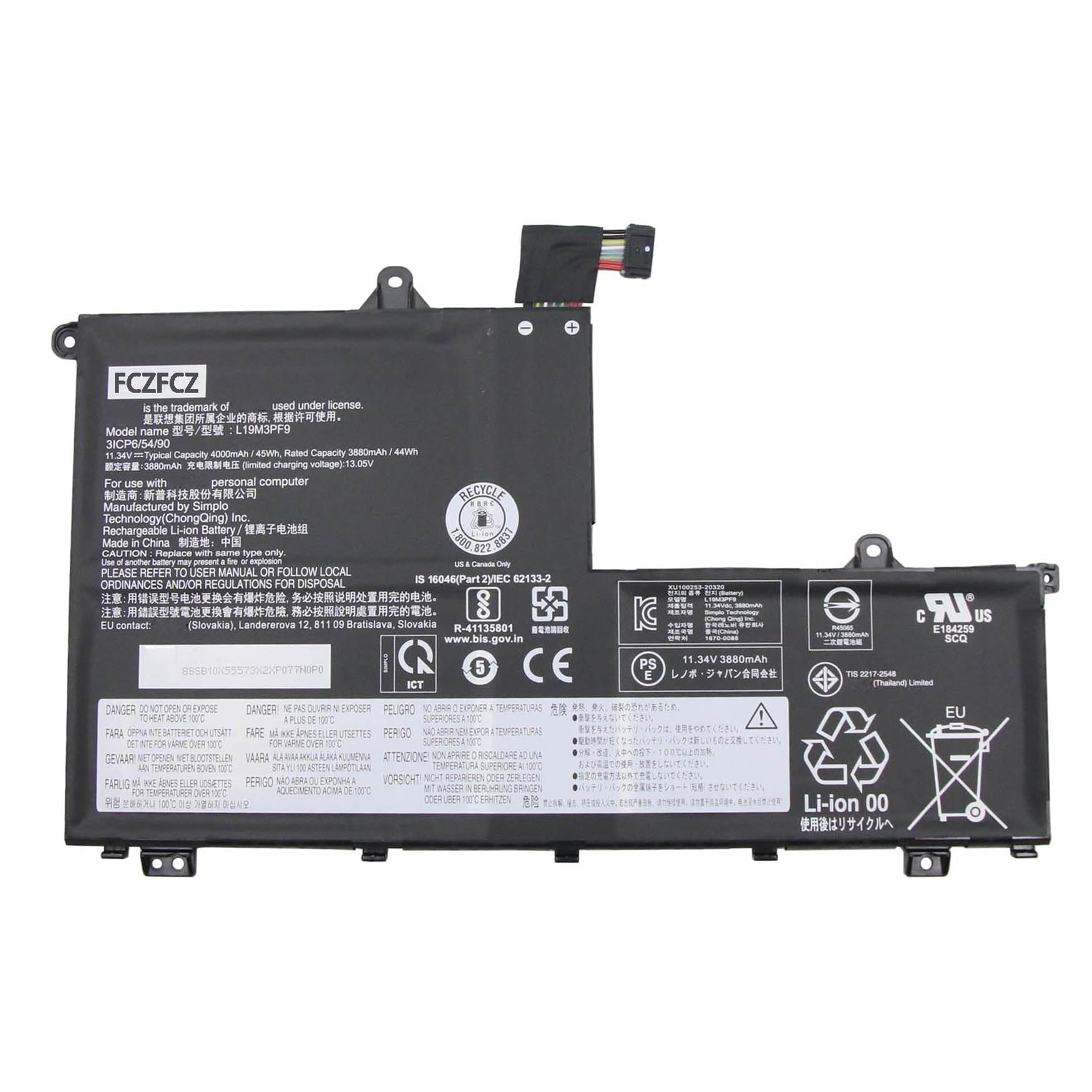 Amazon.com: FCZFCZ L19M3PF9 Battery 45Wh Replacement for Lenovo